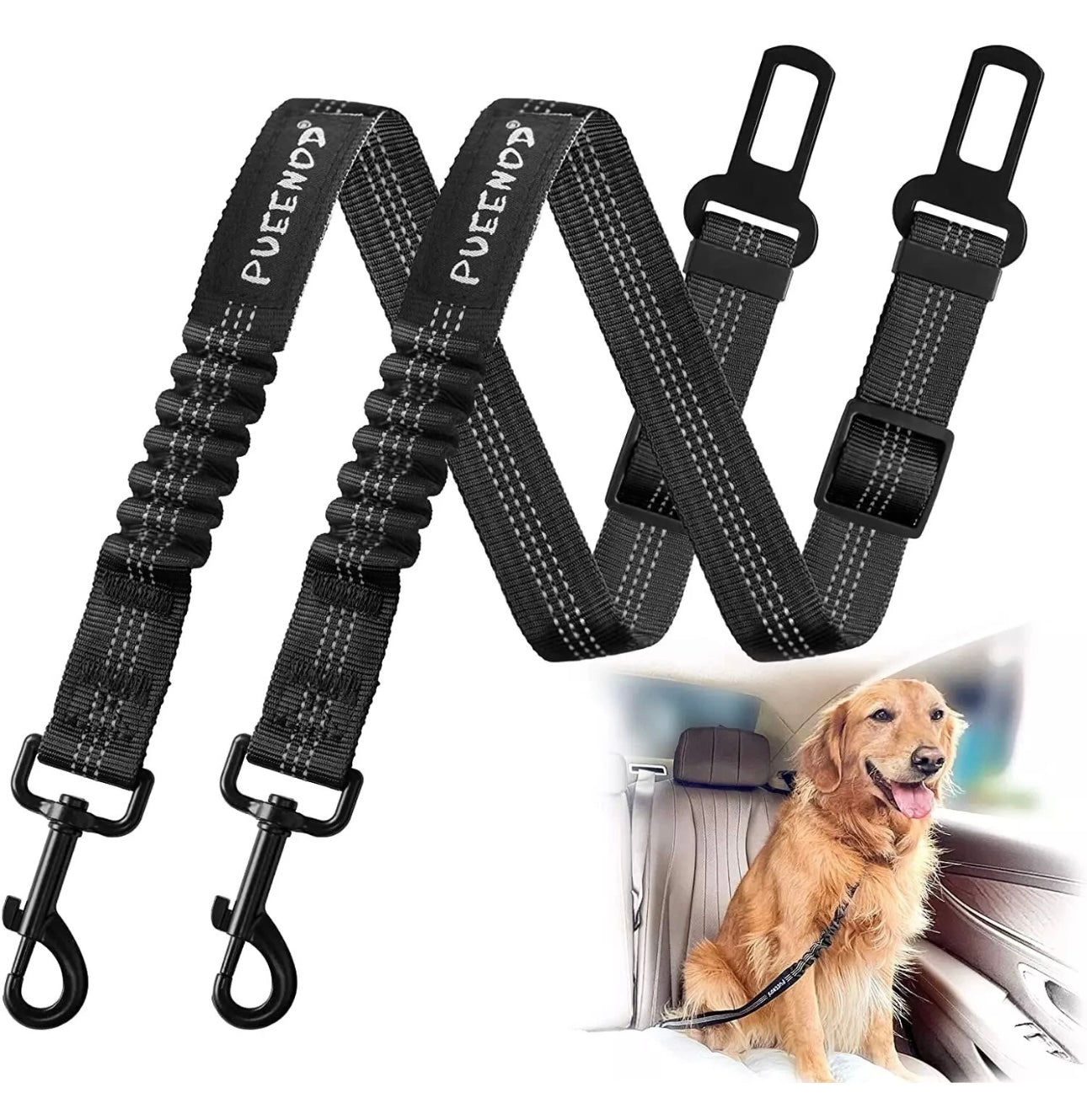 4Pcs Elastic Pet Seat Belt – Adjustable, Durable & Hassle-Free Safety Harness for Dogs & Cats